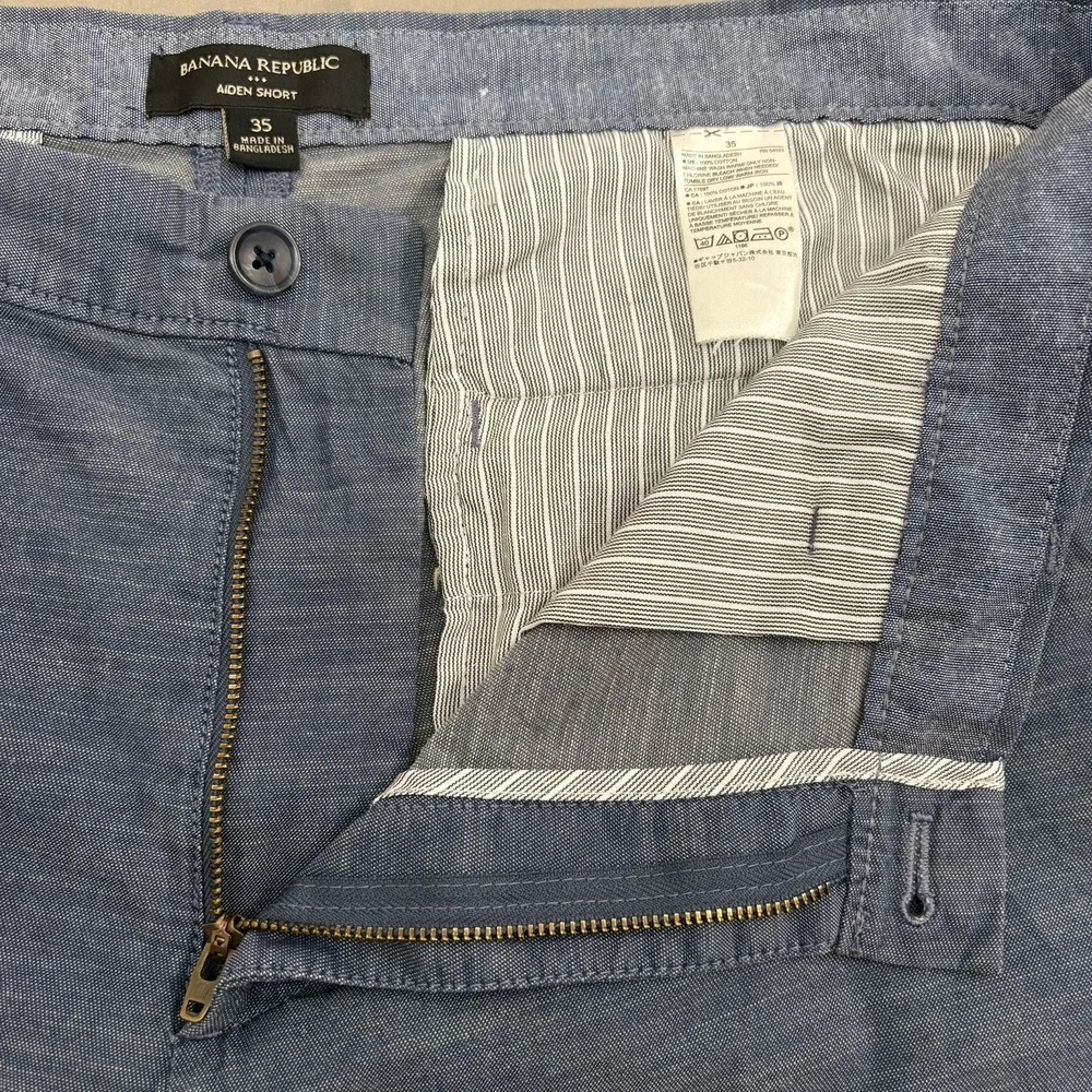 Banana Republic Aiden Short  Men's Chino Chambray Blue Heather Preppy Size 35